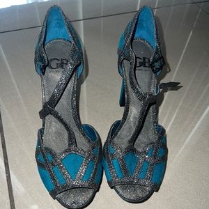 Gianni Bini Blue/Black Glitter High Heels Women Size 8M